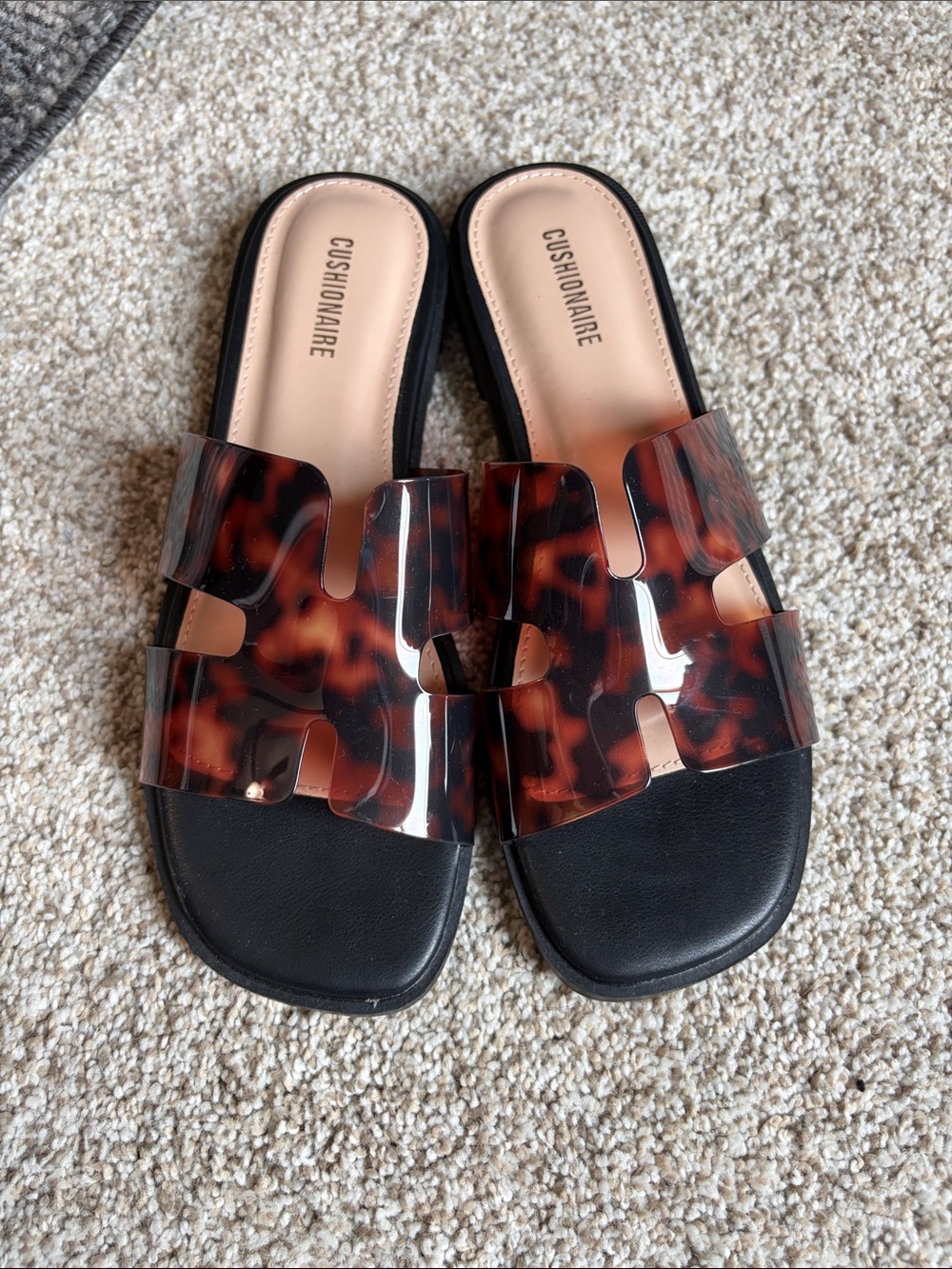 Women's Tortoiseshell Slide Sandals - Black